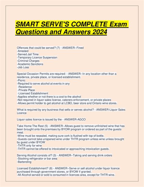 smart serve questions and answers